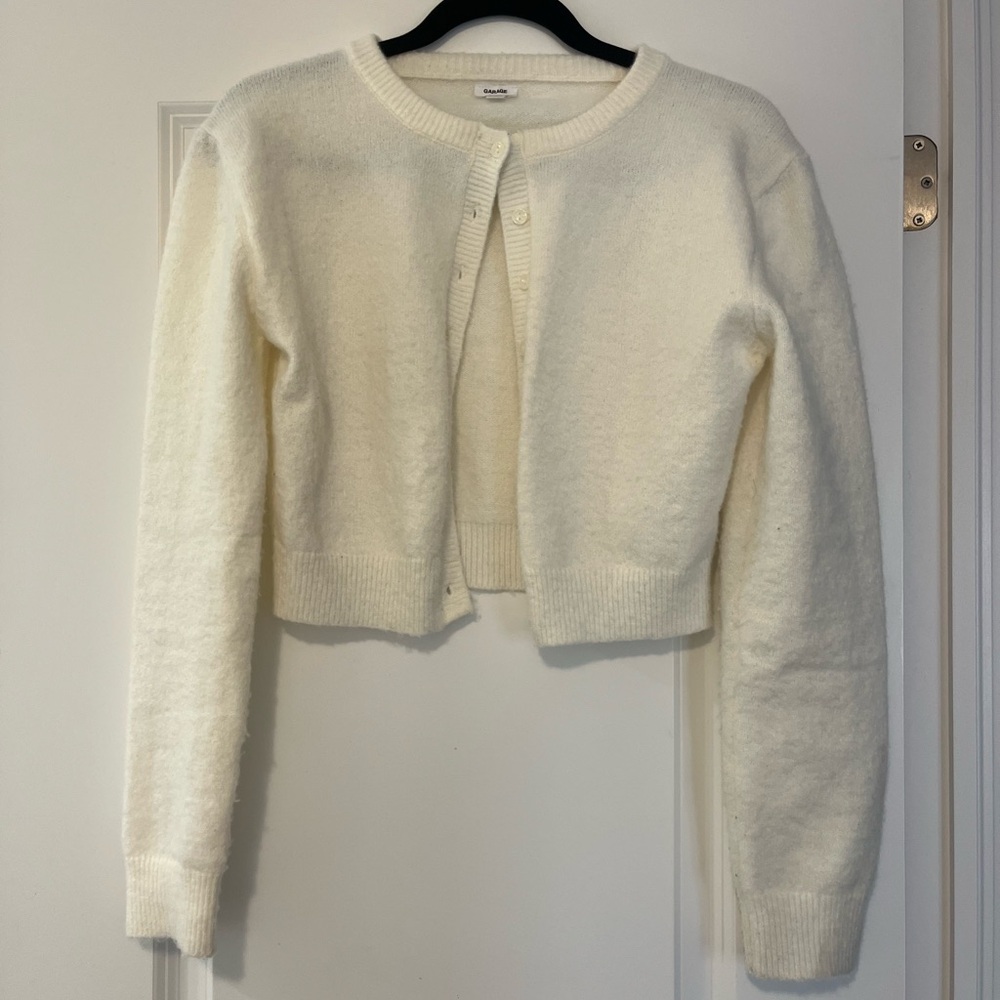 Garage Cream Cropped Button-Front Cardigan